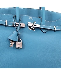 Pre-Owned HERMES Birkin 35 Handbag Blue Togo with Palladium Hardware