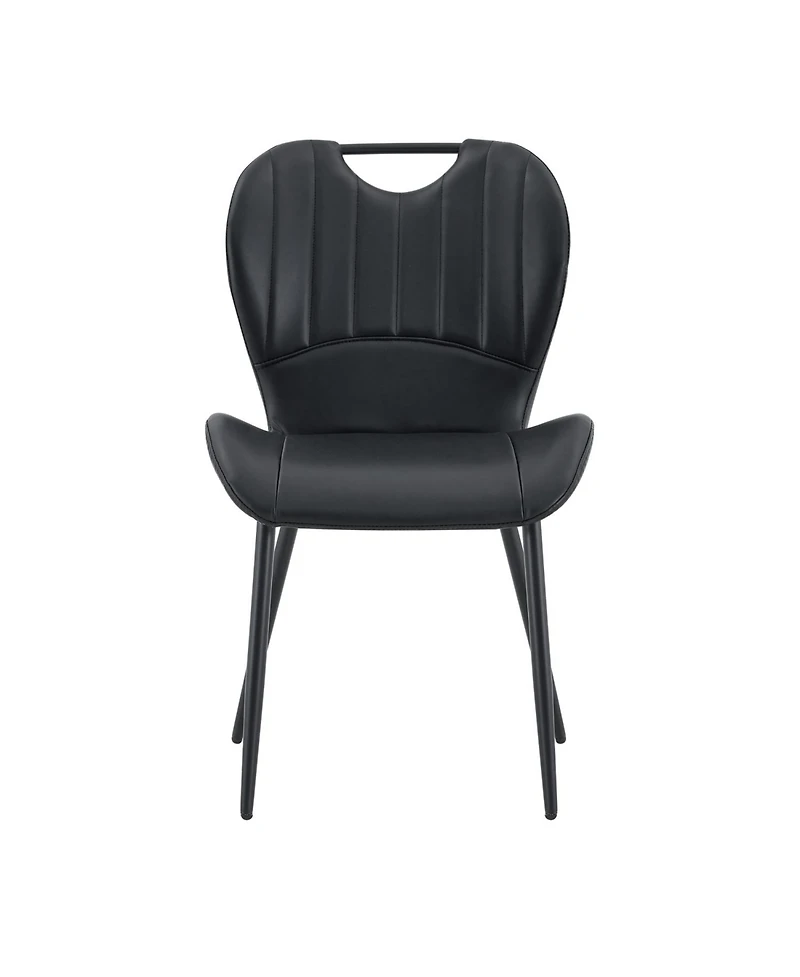 Rainsken Modern Dining Chairs Set of 4, Pu Chairs, with Integrated Handle, Metal Frame, for Multiple Scenarios