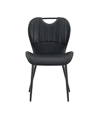 Rainsken Modern Dining Chairs Set of 4, Pu Chairs, with Integrated Handle, Metal Frame, for Multiple Scenarios
