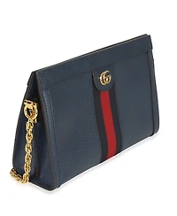 Pre-Owned Gucci Navy Calfskin Gg Ophidia Small Web Chain Bag