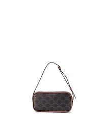 Pre-Owned Celine Small Cuir Triomphe Camera Shoulder Bag Embroidered Triomphe Coated Canvas with Leather
