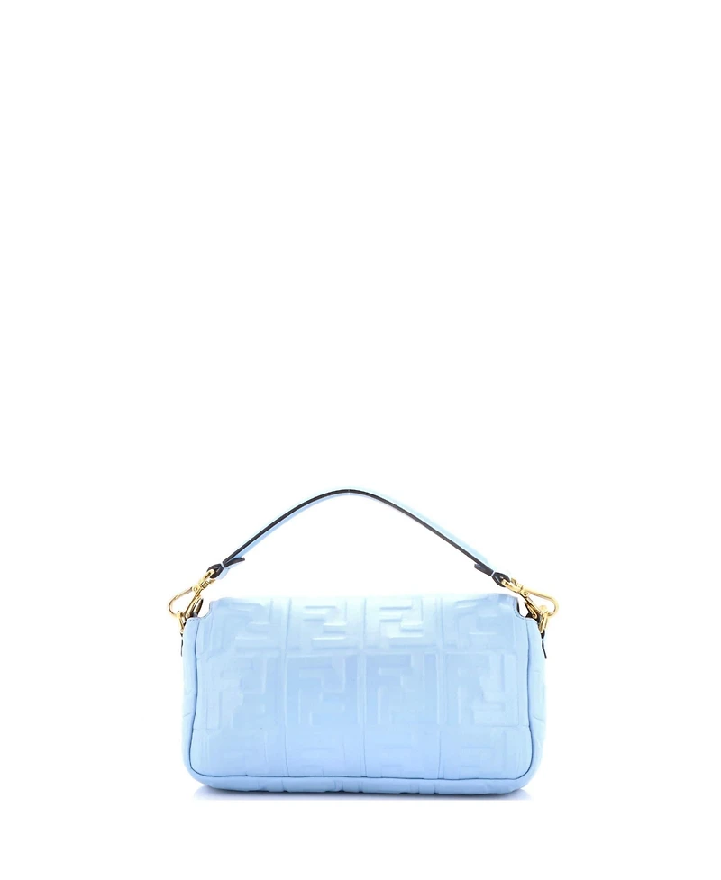 Pre-Owned Fendi Medium Baguette Nm Bag Zucca Embossed Leather