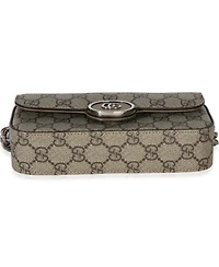 Pre-Owned Gucci Beige Ebony Gg Supreme Senna Petite Gg Top Handle Chain Shoulder Bag