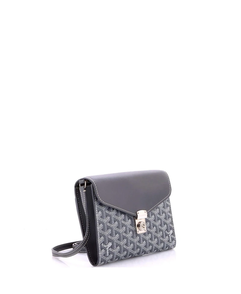 Pre-Owned Goyard Chypre Wallet on Strap Coated Canvas with Leather