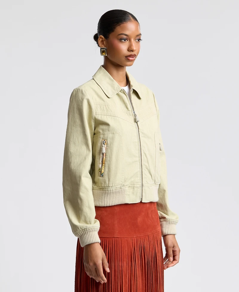 Avec Les Filles Women's Zip Front Bomber Jacket