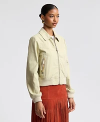 Avec Les Filles Women's Zip Front Bomber Jacket