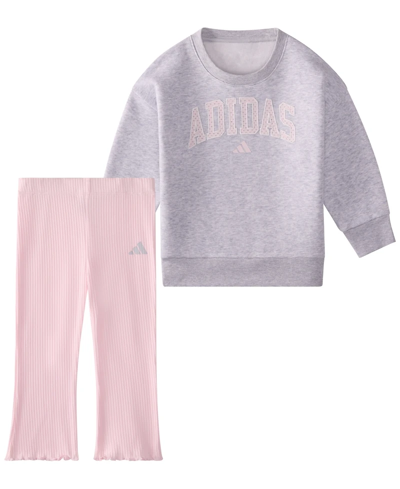 adidas Baby Girls' Long-Sleeve Sweatshirt and Pants, 2-Piece Set