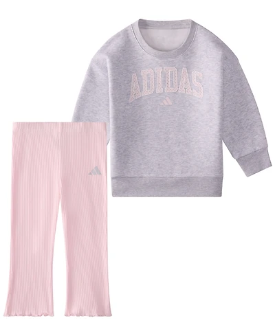 adidas Baby Girls' Long-Sleeve Sweatshirt and Pants, 2-Piece Set