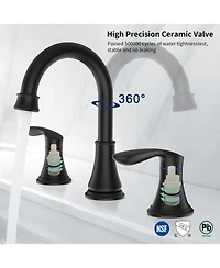 Phying 2-Handle 8 inch Widespread Bathroom Sink Faucet Brushed Gold Lavatory Faucet 3 Hole 360degree(s) Swivel Spout Vanity Sink Basin Faucets
