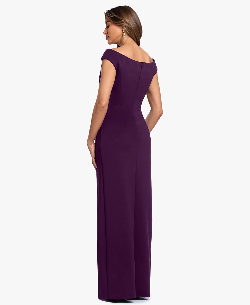 Betsy & Adam Petite Off-The-Shoulder Gown Dress