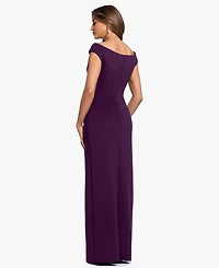 Betsy & Adam Petite Off-The-Shoulder Gown Dress