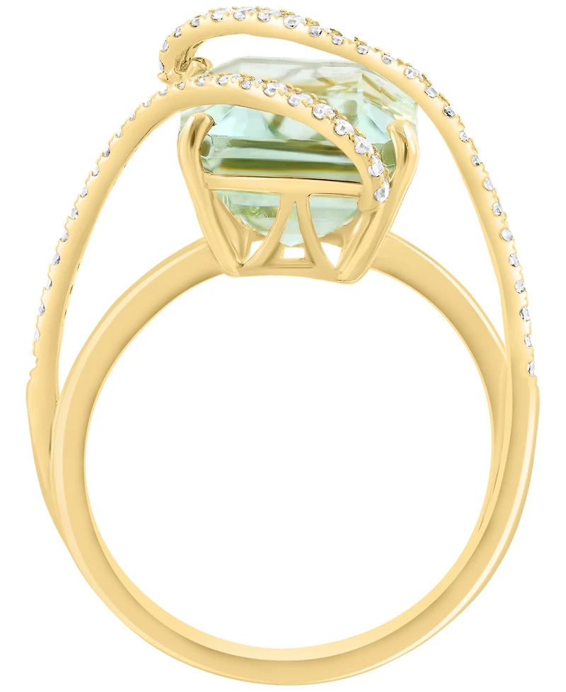 Effy Collection Green Amethyst (6 ct. t.w.) & Diamond (1/4 ct. t.w.) Ring in 14k Yellow Gold