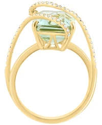 Effy Collection Green Amethyst (6 ct. t.w.) & Diamond (1/4 ct. t.w.) Ring in 14k Yellow Gold