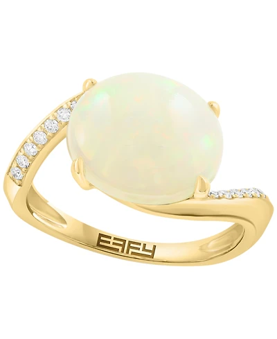 Effy Collection Ethiopian Opal (3-1/3 ct. t.w.) & Diamond (1/10 ct. t.w.) Ring in 14k Yellow Gold