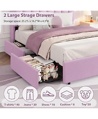 homfan Led Bed Frame with Storage Headboard and Drawers
