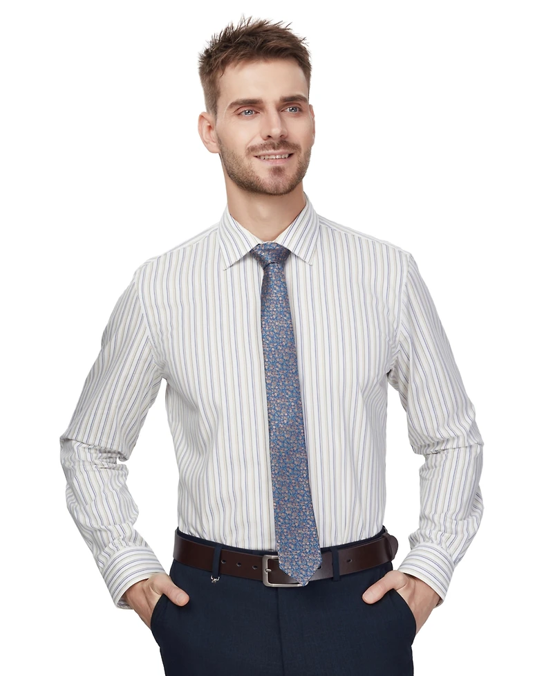 Bar Iii Men's Harvest Stripe Slim-Fit Stretch Spread Collar Dress Shirt, Macy's Exclusive