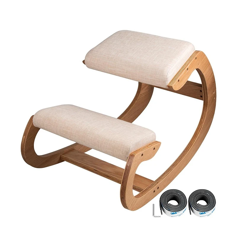 Sugift Ergonomic Kneeling Chair with Birch Wood Frame, Rocking Base for Home and Office