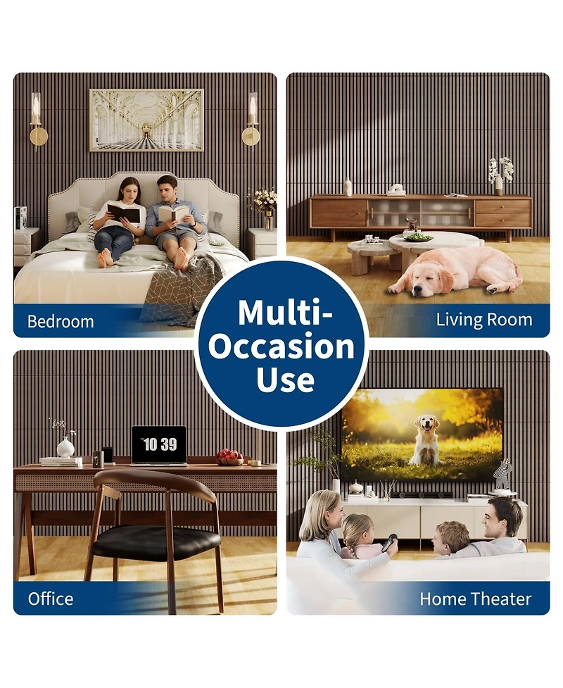 gaomon Piece 3D Fluted Wood Slat Acoustic Soundproof Wall Panels for Noise Reduction
