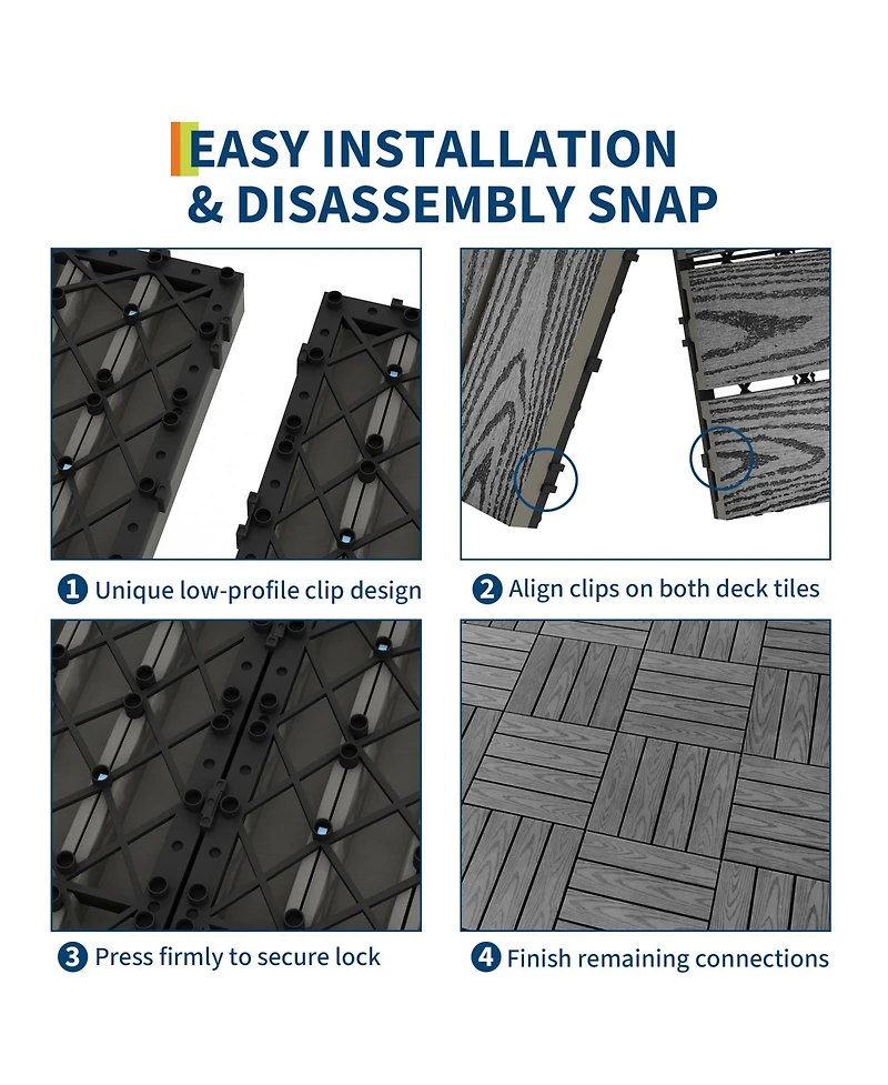 gaomon 9-Pack Waterproof Interlocking Patio Flooring Composite Deck Tiles for Indoor and Outdoor Use