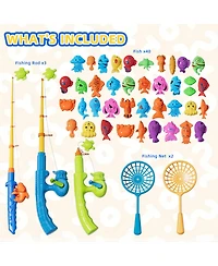 Gnuadz 40fish Magnetic Fishing Game Set Kids Pool Bath Toy 3rod 2net