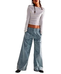 Free People Women's Mid-Rise Wide-Leg Utility Jeans