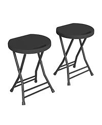 gaomon 2 Pack Folding Stool with Handle, Portable Plastic with Steel Frame and Non-Slip Feet, 18 Inch Foldable Stool for Kitchen, Counter, Camping