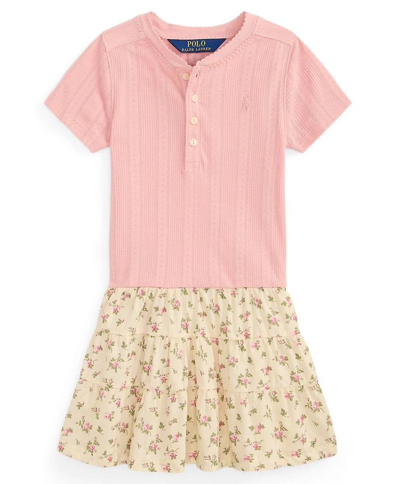 Polo Ralph Lauren Girls' 2T-6X Floral-Skirt Pointelle-Knit Cotton Dress