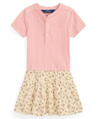 Polo Ralph Lauren Girls' 2T-6X Floral-Skirt Pointelle-Knit Cotton Dress