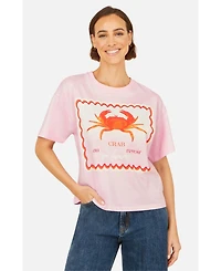 Yumi Women's Crab Vacation Print T-Shirt