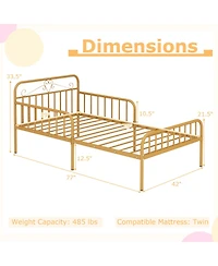 Slickblue Twin Size Bed Frame with Headboard and Safety Side Guardrails
