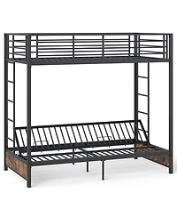 Slickblue Metal Bunk Bed Frame with Headboard and Footboard, Strong and Long-Lasting