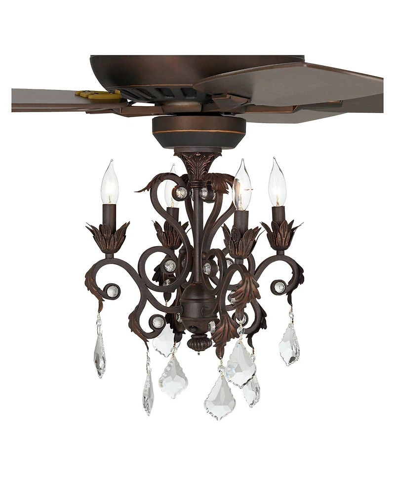 Casa Vieja 52 inch Indoor Ceiling Fan with Light Led Dimmable Remote Crystal Chandelier