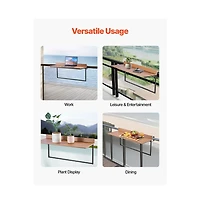 Sugift Balcony Hanging Table Folding Railing Bar Table Adjustable Outdoor