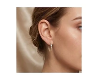 Rachel Glauber Brilliant 14K Gold Plated Multi-Shape Cz Hoop Earrings