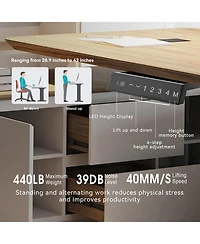 Logicfox 86" Electric Adjustable Height L Shaped Standing Executive Desk with Drawers and Shelves