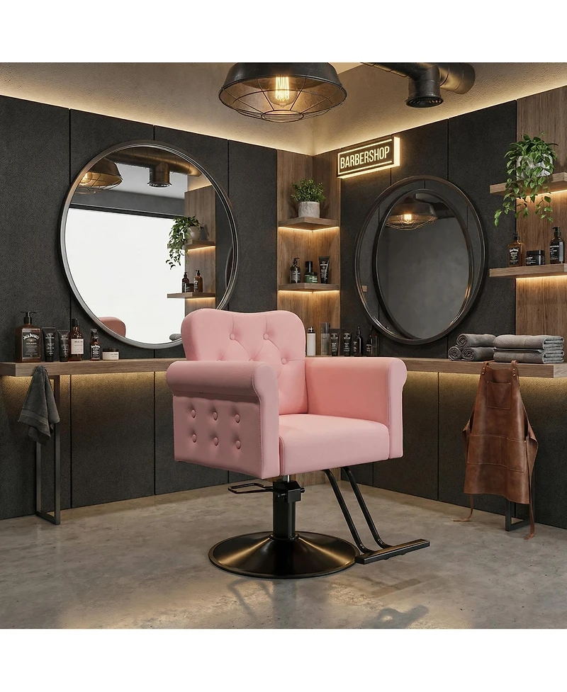 homfan Salon Styling Chair with Hydraulic Lift, 360degree(s) Swivel Lock, Pu Leather, Foam Cushion, 330 lb Capacity
