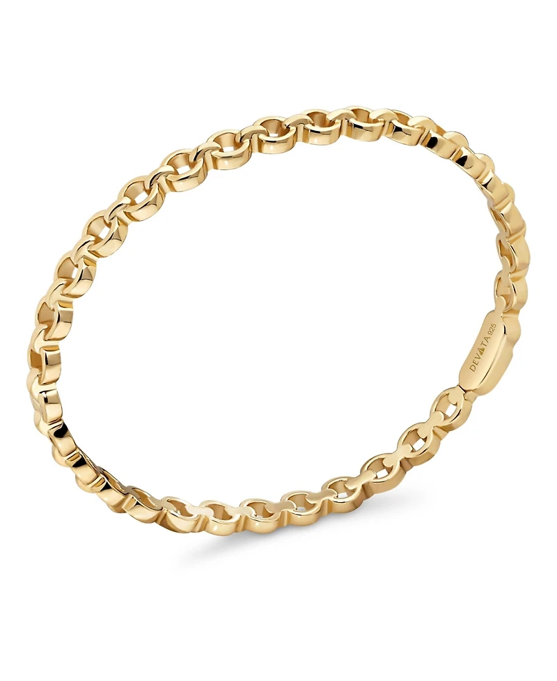 Devata Cable Link Bangle Bracelet in Gold Plated Sterling Silver, Size Medium