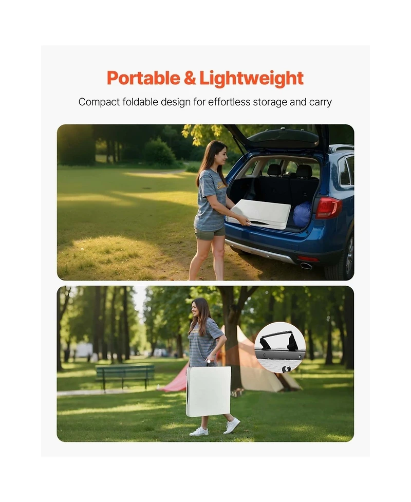 Sugift Folding Table 4 feet Heavy Duty Portable Adjustable Utility Table