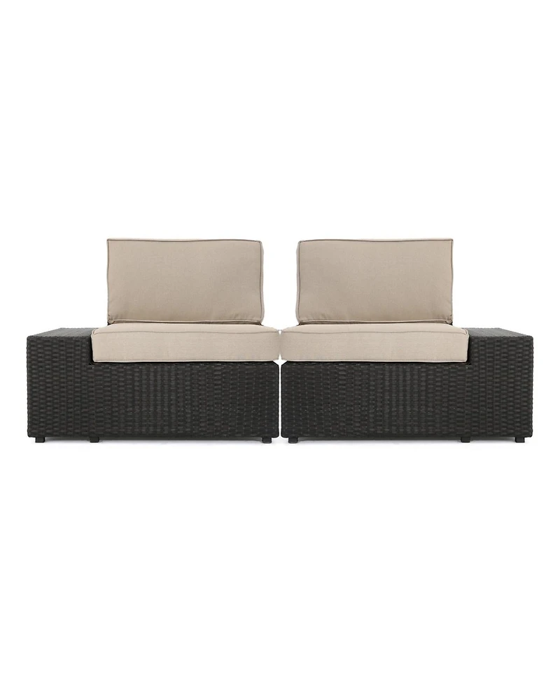 Asagikoiai Pe Rattan Outdoor Modular Sectional Sofa Set with Table and Cushions