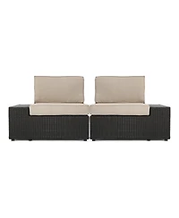 Asagikoiai Pe Rattan Outdoor Modular Sectional Sofa Set with Table and Cushions