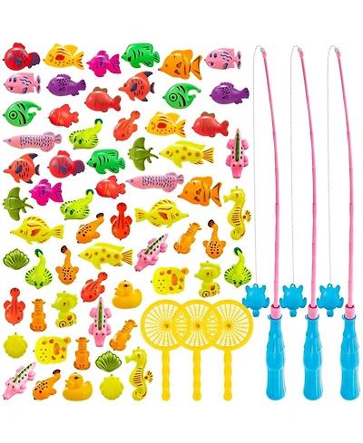 Gnuadz Fishing Game Bathtub Plastic Floating Fish Pole Rod Net Bath Toy Kids