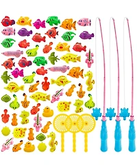 Gnuadz Fishing Game Bathtub Plastic Floating Fish Pole Rod Net Bath Toy Kids