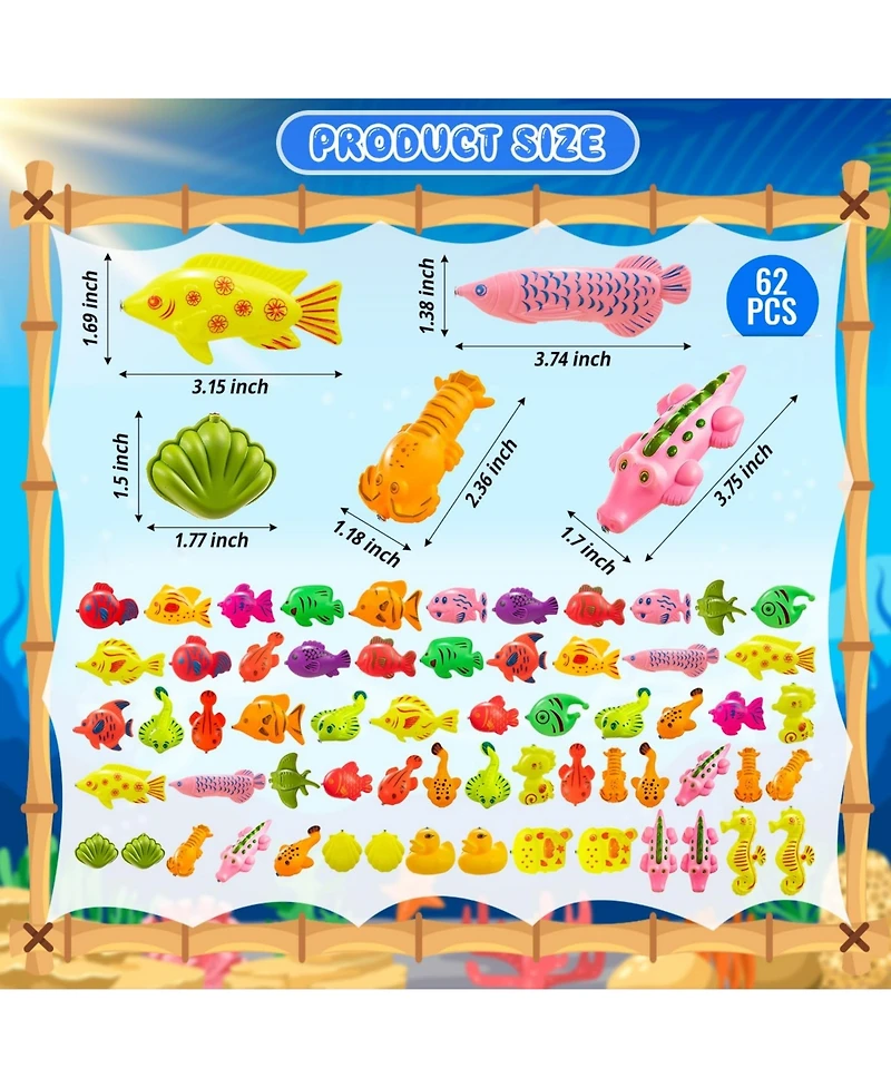 Gnuadz Fishing Game Bathtub Plastic Floating Fish Pole Rod Net Bath Toy Kids