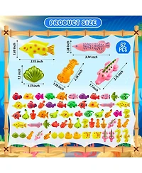 Gnuadz Fishing Game Bathtub Plastic Floating Fish Pole Rod Net Bath Toy Kids