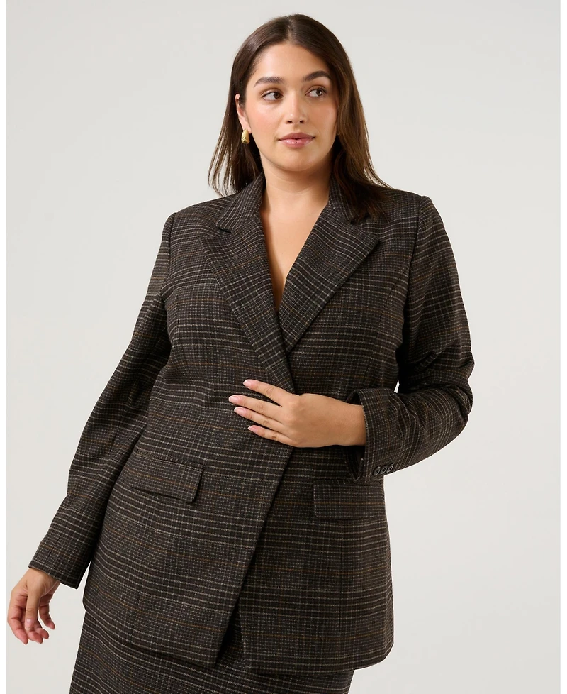 Estelle Women's Noel Check One-Button Blazer Jacket
