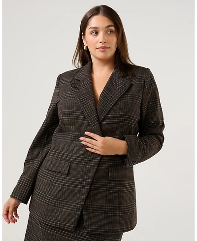 Estelle Women's Noel Check One-Button Blazer Jacket