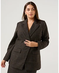 Estelle Women's Noel Check One-Button Blazer Jacket