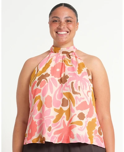 Estelle Women's Luciana Floral Halter Relaxed Summer Top