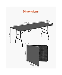 Sugift Folding Table 6 feet Heavy Duty Portable Fold-in-Half Utility Table