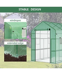 Homfan 7 x 4.7 6.4 Ft Walk-in Greenhouse with Iron Frame and 3-Tier Shelves, Pe Plant Grow Tent for Garden Backyard